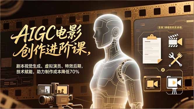 AIGC电影创作进阶课,剧本视觉生成、虚拟演员、特效后期,技术赋能,助力制作成本降低70%-生财