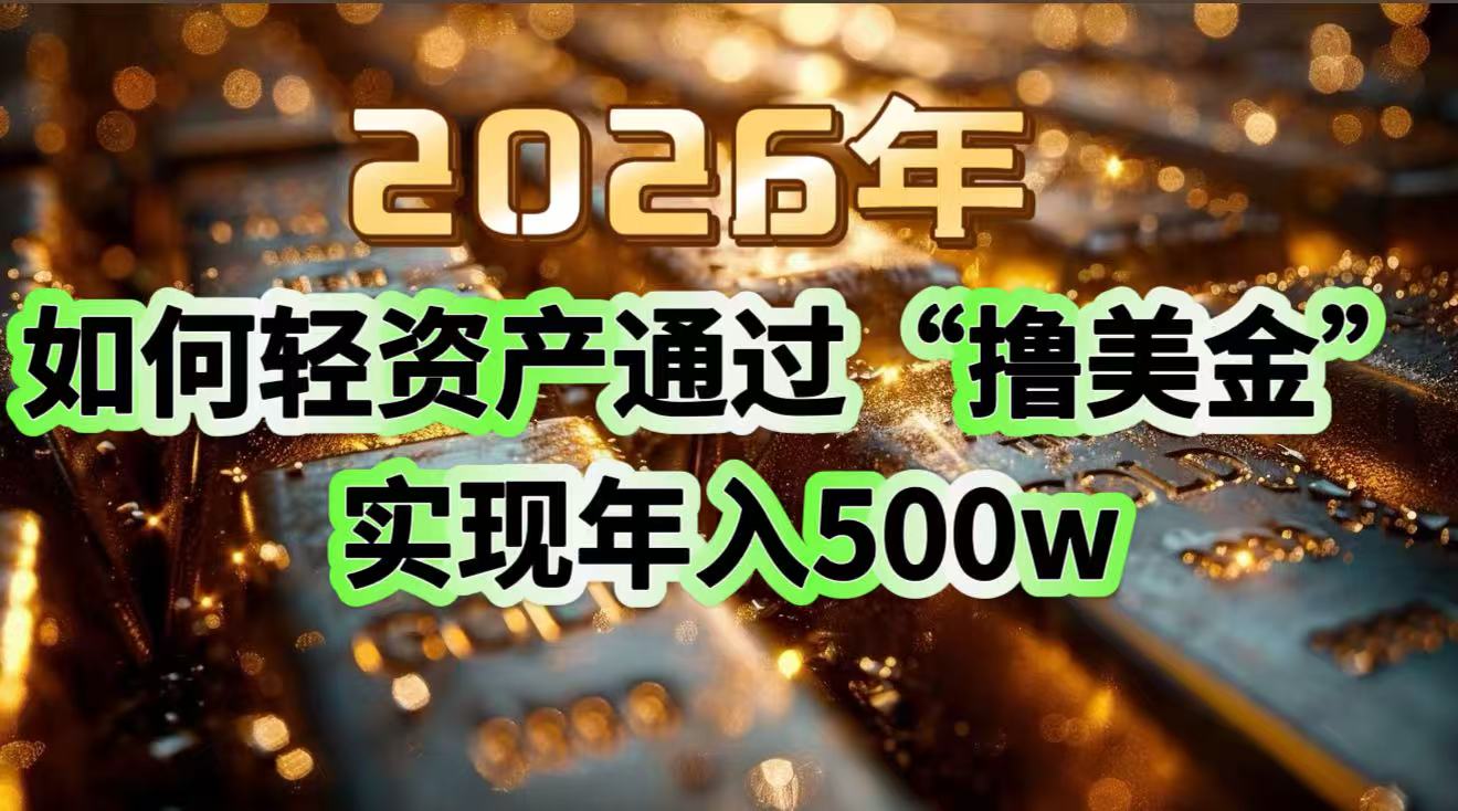 2026年如何轻资产通过“撸美金”实现年入500w-生财