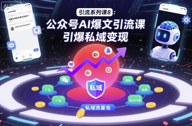 引流系列课8：公众号AI爆文引流课，引爆私域变现-生财