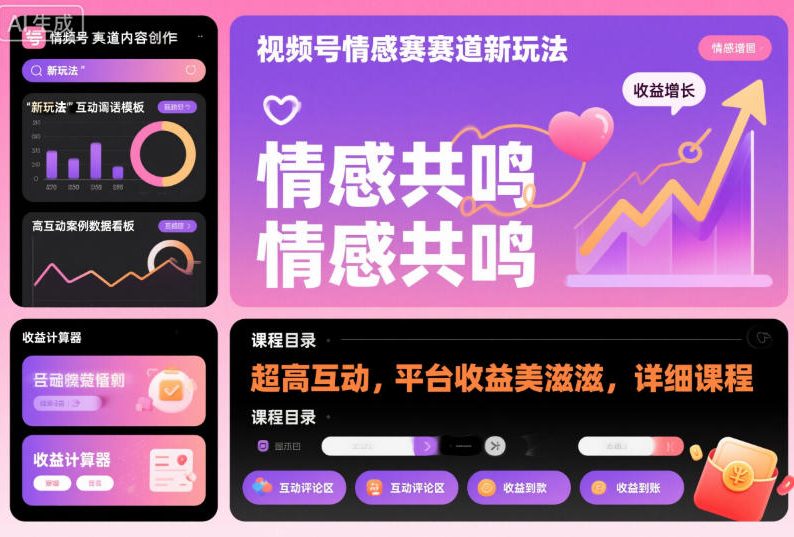 视频号情感赛道新玩法，超高互动，平台收益美滋滋，详细课程-生财
