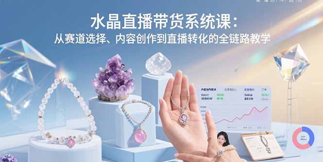 水晶直播带货系统课:从赛道选择、内容创作到直播转化的全链路教学-生财