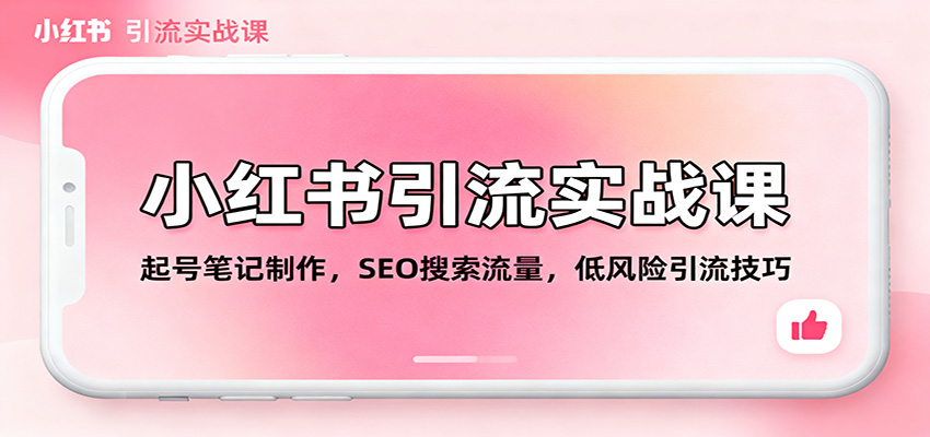 小红书引流实战课：起号笔记制作，SEO搜索流量，低风险引流技巧-生财