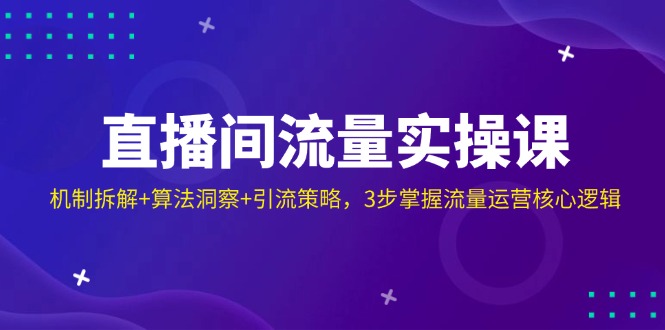 直播间流量实操课：机制拆解+算法洞察+引流策略，3步掌握流量运营核心逻辑-生财