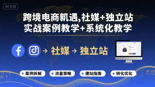 跨境电商新机遇，社媒+独立站，实战案例教学+系统化教学-生财