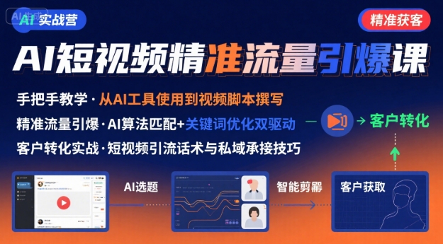 AI+短视频引爆精准客户实战营,手把手教你引爆Ai短视频精准流量-生财