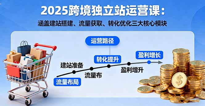 2025跨境独立站运营课：涵盖建站搭建、流量获取、转化优化三大核心模块-生财