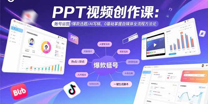 PPT视频创作课：账号运营/爆款选题/AI写稿，0基础掌握自媒体全流程方法论-生财