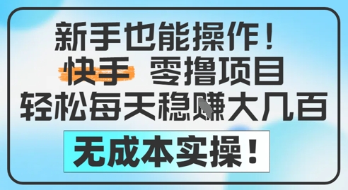 新手也能操作,快手零撸挣米,轻松每天挣2-5张,完全无成本-生财