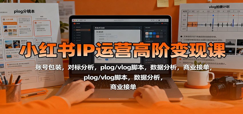 小红书IP运营高阶变现课：账号包装，对标分析，plog/vlog脚本，数据分析，商业接单-生财