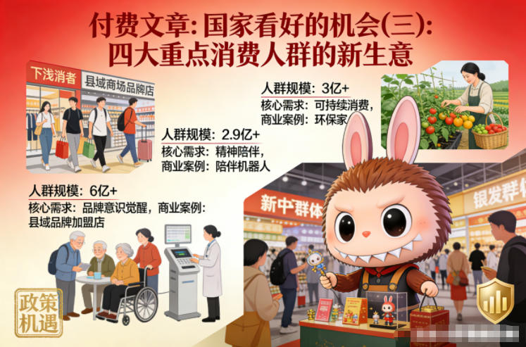 付费文章：国家看好的机会(三)：四大重点消 费人群的新生意-生财