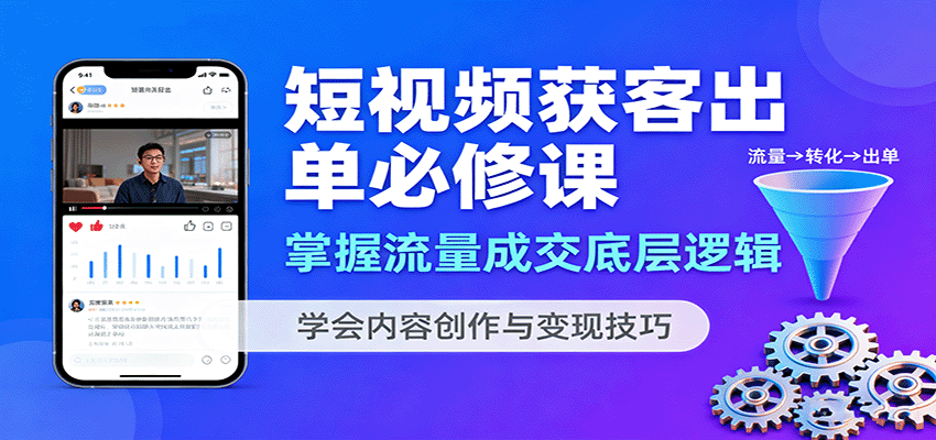 短视频获客出单必修课：掌握流量成交底层逻辑，学会内容创作与变现技巧-生财