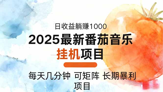 2025年最新番茄音乐人挂机项目，每天几分钟，月入1000＋，可矩阵，一台...-生财