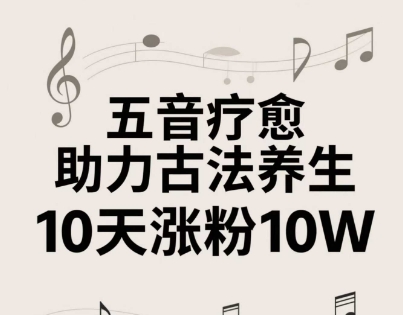 古法五音养生教程,五音疗愈的视频的制作方法,2-4小时就能学会,作者10天涨粉10W-生财