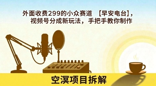 外面收费299的小众赛道【早安电台】，视频号分成新玩法，手把手教你制作-生财