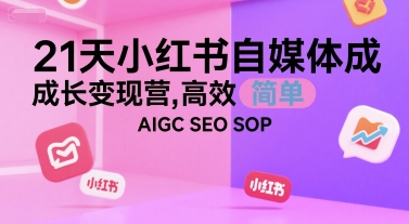 21天小红书自媒体成长变现营,高效 简单 AIGC SEO SOP-生财