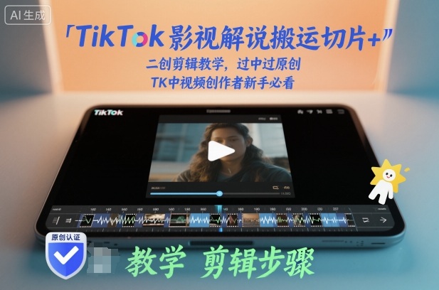 TikTok影视解说搬运切片+二创剪辑教学，过中过原创，TK中视频创作者新手必看-生财