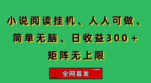 小说挂G阅读，人人可做，简单无脑，一天收益3张+矩阵无限上，全网首发【揭秘】-生财