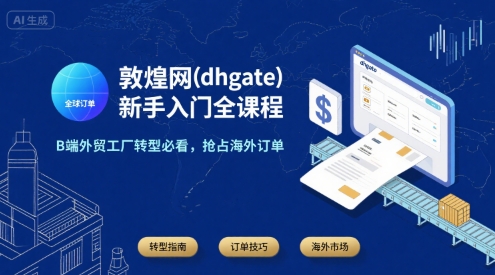 敦煌网(dhgate)新手入门全课程，B端外贸工厂转型必看，抢占海外订单-生财