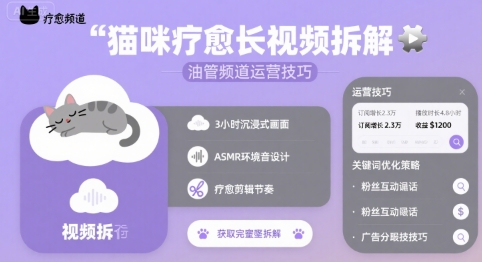 猫咪疗愈长视频拆解 &油管频道运营技巧-生财