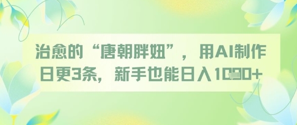 治愈的“唐朝胖妞”，用AI制作日更3条，新手也能日入多张-生财