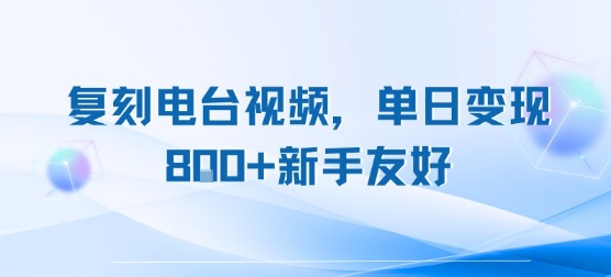 复刻电台视频,单日变现8张+新手友好,长期可做-生财