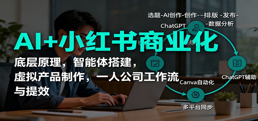AI+小红书商业化，底层原理，智能体搭建，虚拟产品制作，一人公司工作流与提效-生财