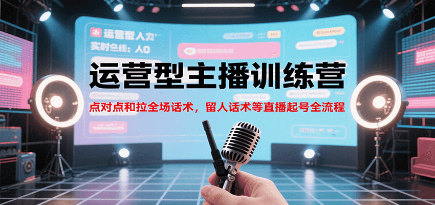 运营型主播训练营，点对点和拉全场话术，留人话术等直播起号全流程(更新7月)-生财