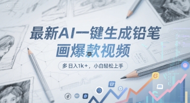 最新AI一键生成铅笔画爆款视频,多平台分发,日 入1k+,小白轻松上手【揭秘】-生财