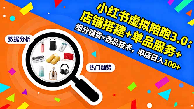 小红书虚拟陪跑3.0：店铺搭建+单品服务+细分铺货+选品技术，单店日入100+-生财