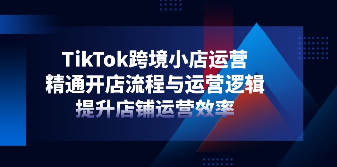 TikTok跨境小店运营，精通开店流程与运营逻辑，提升店铺运营效率-生财