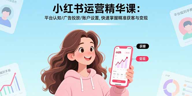 小红书运营精华课：平台认知/广告投放/账户设置,快速掌握精准获客与变现-生财
