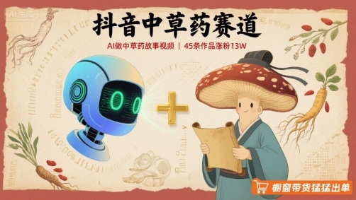 抖音中草药赛道，用AI做中草药故事视频，45条作品涨粉13W，橱窗带货猛猛出单-生财