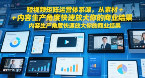 短视频矩阵运营体系课，从素材+内容生产角度快速放大你的商业结果-生财