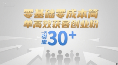 零基础零成本简单高效获客创业粉，一天引流30+-生财