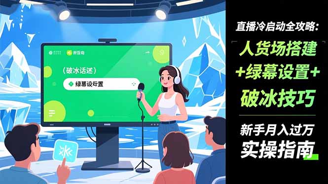 直播冷启动全攻略:人货场搭建+绿幕设置+破冰技巧，新手月入过万实操指南-生财