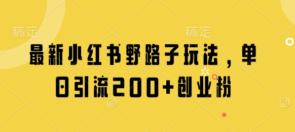 最新小红书野路子玩法，单日引流200+创业粉-生财