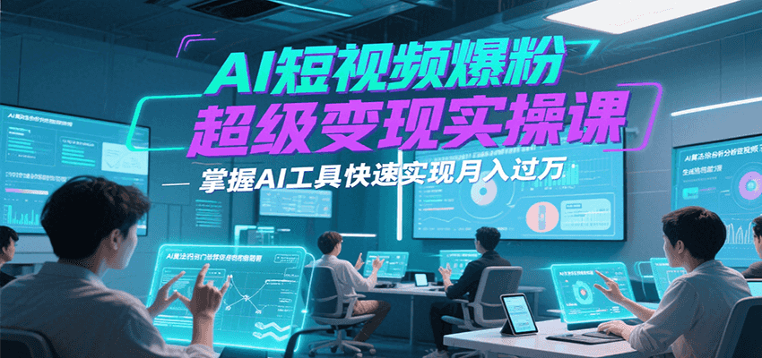 AI短视频爆粉超级变现实操课，掌握AI工具快速实现月入过万-生财