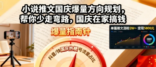 小说推文国庆爆量方向规划,帮你少走弯路,国庆在家搞钱-生财