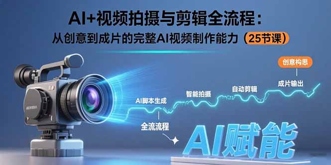 AI+视频拍摄与剪辑全流程：从创意到成片的完整AI视频制作能力(25节课-生财