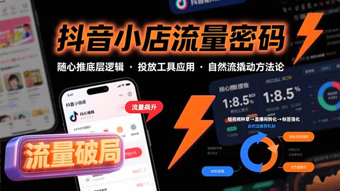 抖音小店流量密码，随心推底层逻辑，投放工具应用，自然流撬动核心方法论-生财
