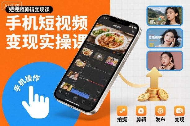 手机短视频变现实操课,短视频剪辑变现课-生财