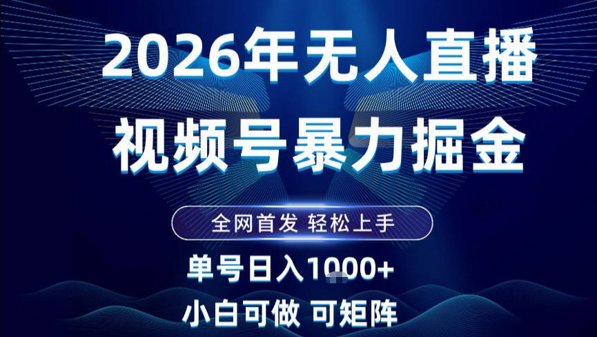 2026最新视频号无人直播掘金，全网首发，小白可以玩，长期稳定日入1k+【揭秘】-生财