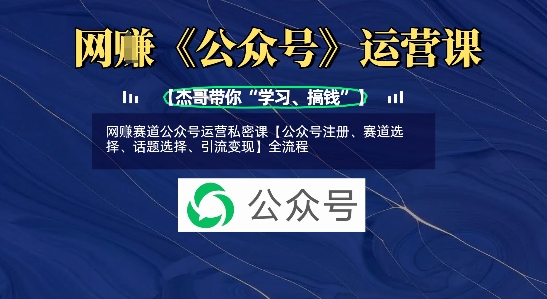 网创赛道公众号运营私密课【公众号注册、赛道选择、话题选择、引流变现】全流程-生财