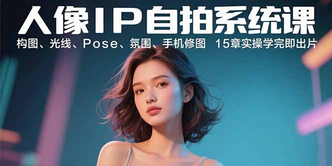人像IP自拍系统课：构图、光线、Pose、氛围、手机修图 15章实操学完即出片-生财