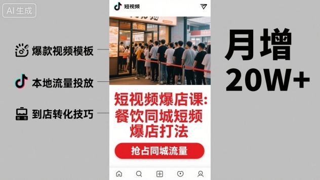 短视频爆店课，餐饮同城短视频爆店打法-生财