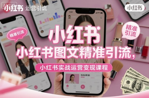 小红书图文精准引流，小红书实战运营变现课程-生财