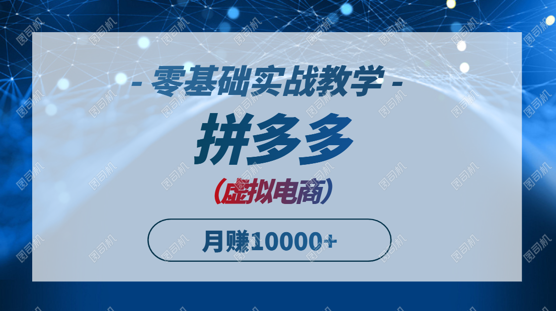 拼多多虚拟电商,零基础实战教学,快速打爆商品,新手也能月入10000+-生财