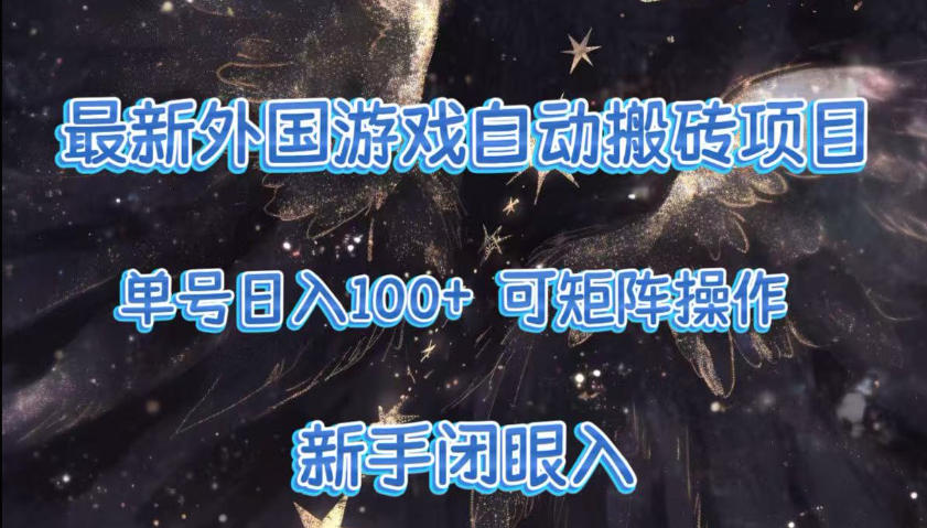 最新外国游戏自动搬砖项目，单号100+，可以矩阵操作，新手也可做【揭秘】-生财