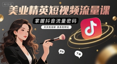 美业精英短视频流量课,掌握抖音流量密码,天天有询单,条条有转化-生财