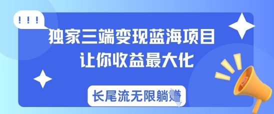 独家三端变现蓝海项目,让你收益最大化,长尾流无限躺挣-生财